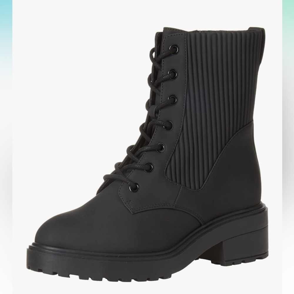 Amazon Essentials Black Combat Moto Boots with Rugged Sole